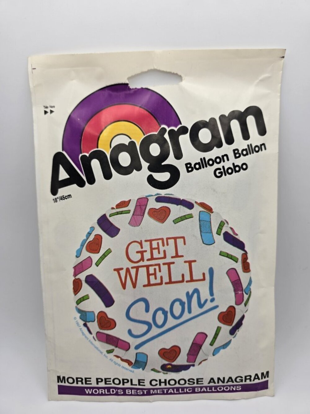 Anagram Vintage "Get Well Soon" Metallic Helium Balloon 1990s